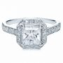  Platinum Platinum Princess Cut With Diamond Halo Engagement Ring - Flat View -  169 - Thumbnail