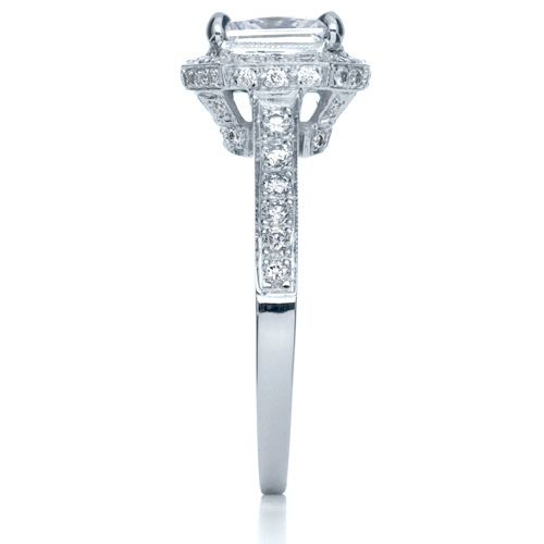  Platinum Platinum Princess Cut With Diamond Halo Engagement Ring - Side View -  169