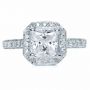 18k White Gold Princess Cut With Diamond Halo Engagement Ring - Top View -  169 - Thumbnail