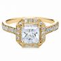 18k Yellow Gold 18k Yellow Gold Princess Cut With Diamond Halo Engagement Ring - Flat View -  169 - Thumbnail