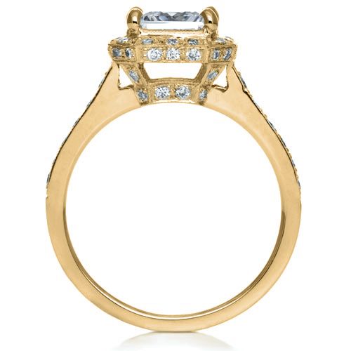 14k Yellow Gold 14k Yellow Gold Princess Cut With Diamond Halo Engagement Ring - Front View -  169