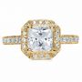 14k Yellow Gold 14k Yellow Gold Princess Cut With Diamond Halo Engagement Ring - Top View -  169 - Thumbnail