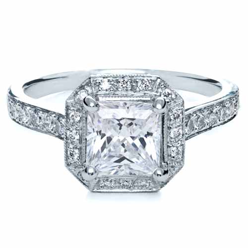 ... Engagement Rings â€º Princess Cut with Diamond Halo Engagement Ring