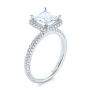 18k White Gold Princess Diamond Halo Engagement Ring - Three-Quarter View -  103998 - Thumbnail