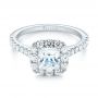 14k White Gold Princess Diamond Halo Engagement Ring - Flat View -  103996 - Thumbnail