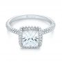 18k White Gold Princess Diamond Halo Engagement Ring - Flat View -  103998 - Thumbnail