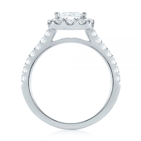 14k White Gold Princess Diamond Halo Engagement Ring - Front View -  103996