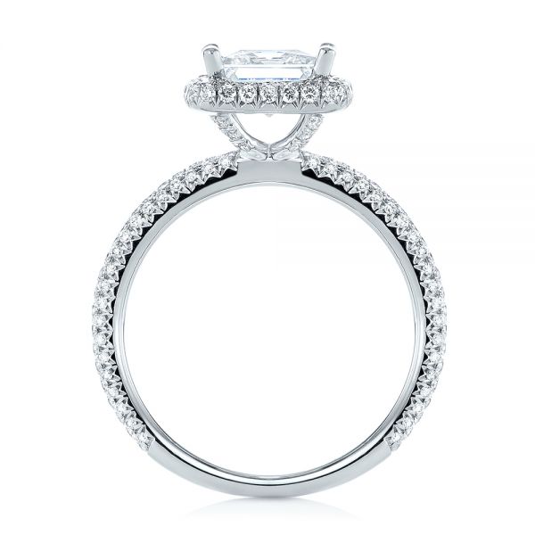 18k White Gold Princess Diamond Halo Engagement Ring - Front View -  103998