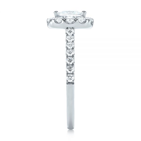 14k White Gold Princess Diamond Halo Engagement Ring - Side View -  103996