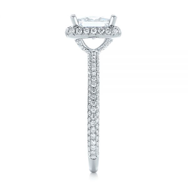 18k White Gold Princess Diamond Halo Engagement Ring - Side View -  103998