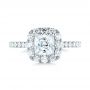 14k White Gold Princess Diamond Halo Engagement Ring - Top View -  103996 - Thumbnail