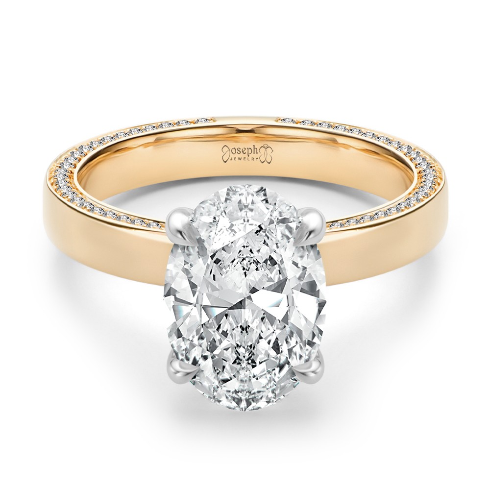 18k Rose Gold 18k Rose Gold Profile Diamonds Oval Engagement Ring - Flat View -  108368