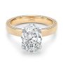 18k Rose Gold 18k Rose Gold Profile Diamonds Oval Engagement Ring - Flat View -  108368 - Thumbnail
