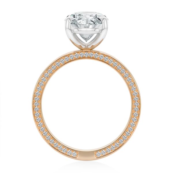 18k Rose Gold 18k Rose Gold Profile Diamonds Oval Engagement Ring - Front View -  108368 - Thumbnail