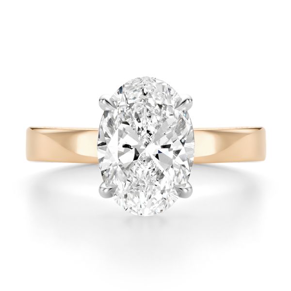 18k Rose Gold 18k Rose Gold Profile Diamonds Oval Engagement Ring - Top View -  108368 - Thumbnail