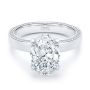 18k White Gold 18k White Gold Profile Diamonds Oval Engagement Ring - Flat View -  108368 - Thumbnail