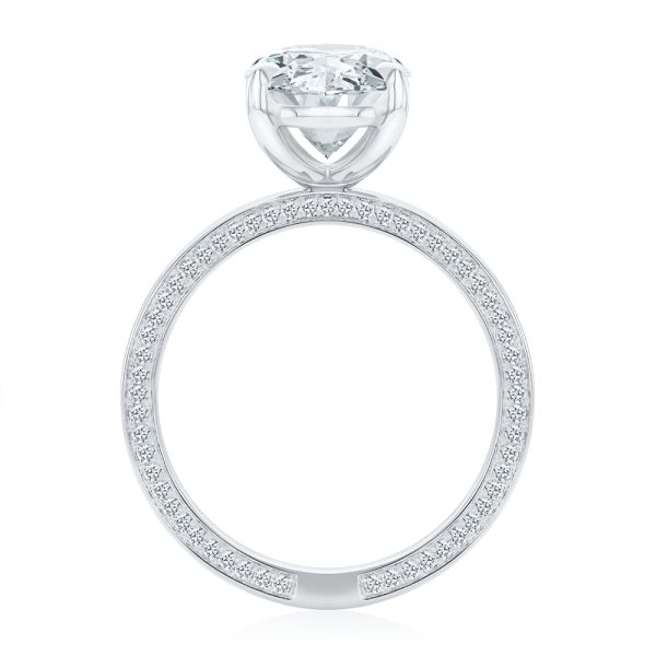 18k White Gold 18k White Gold Profile Diamonds Oval Engagement Ring - Front View -  108368 - Thumbnail