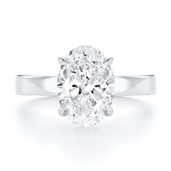 18k White Gold 18k White Gold Profile Diamonds Oval Engagement Ring - Top View -  108368 - Thumbnail