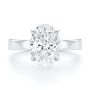 14k White Gold Profile Diamonds Oval Engagement Ring - Top View -  108368 - Thumbnail