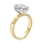 18k Yellow Gold Profile Diamonds Oval Engagement Ring - Three-Quarter View -  108368 - Thumbnail