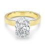 18k Yellow Gold Profile Diamonds Oval Engagement Ring - Flat View -  108368 - Thumbnail