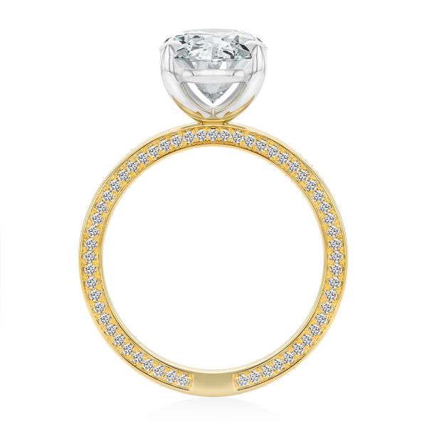 18k Yellow Gold Profile Diamonds Oval Engagement Ring - Front View -  108368 - Thumbnail