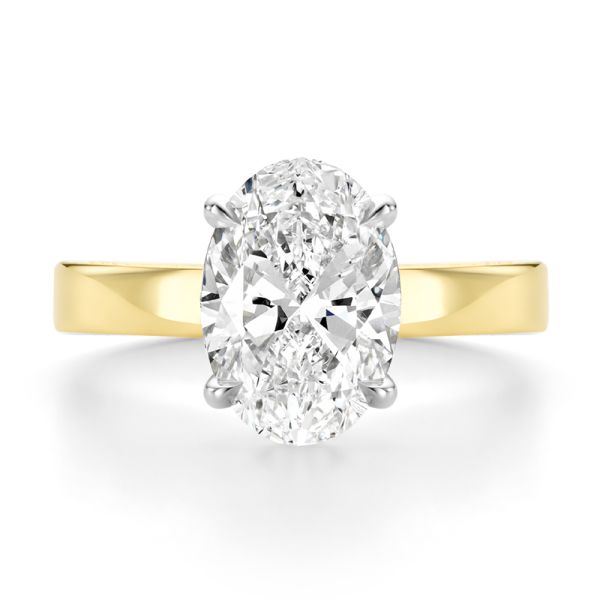 18k Yellow Gold Profile Diamonds Oval Engagement Ring - Top View -  108368 - Thumbnail