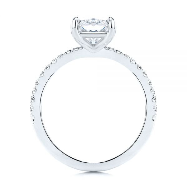 14k White Gold Radiant Cut Pave Diamond Engagement Ring - Front View -  107735 - Thumbnail