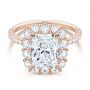 18k Rose Gold 18k Rose Gold Radiant Diamond Halo Engagement Ring - Flat View -  107271 - Thumbnail