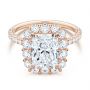 14k Rose Gold 14k Rose Gold Radiant Diamond Halo Engagement Ring - Flat View -  107271 - Thumbnail