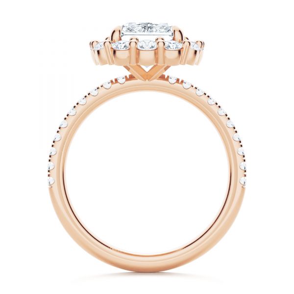 14k Rose Gold 14k Rose Gold Radiant Diamond Halo Engagement Ring - Front View -  107271