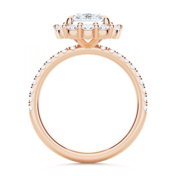 14k Rose Gold 14k Rose Gold Radiant Diamond Halo Engagement Ring - Front View - 107271