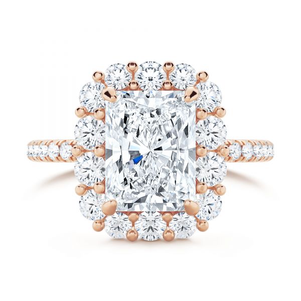 14k Rose Gold 14k Rose Gold Radiant Diamond Halo Engagement Ring - Top View -  107271