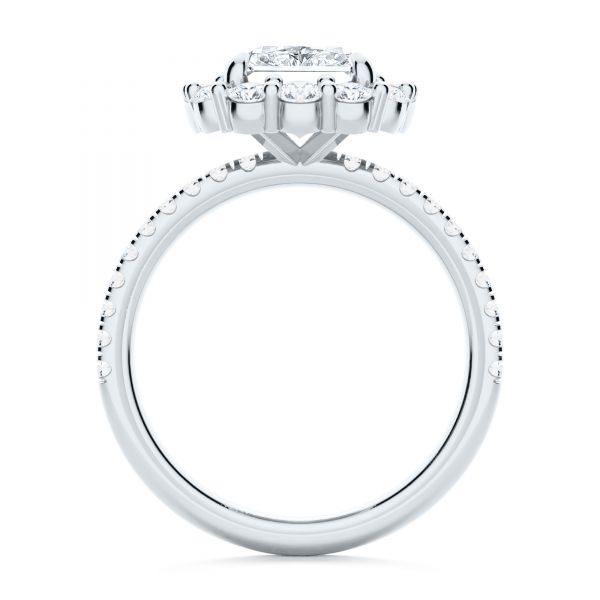 18k White Gold 18k White Gold Radiant Diamond Halo Engagement Ring - Front View -  107271