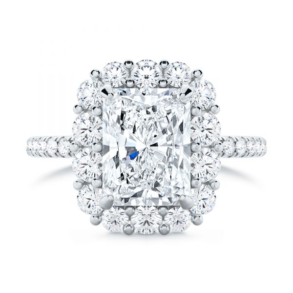  Platinum Radiant Diamond Halo Engagement Ring - Top View -  107271