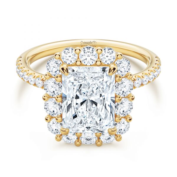 14k Yellow Gold 14k Yellow Gold Radiant Diamond Halo Engagement Ring - Flat View -  107271