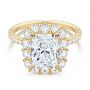 18k Yellow Gold 18k Yellow Gold Radiant Diamond Halo Engagement Ring - Flat View -  107271 - Thumbnail