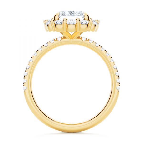 18k Yellow Gold 18k Yellow Gold Radiant Diamond Halo Engagement Ring - Front View -  107271