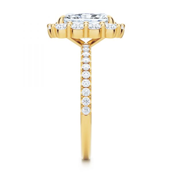 14k Yellow Gold 14k Yellow Gold Radiant Diamond Halo Engagement Ring - Side View -  107271