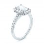 14k White Gold Radiant Halo Diamond Engagement Ring - Three-Quarter View -  103999 - Thumbnail