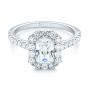 14k White Gold Radiant Halo Diamond Engagement Ring - Flat View -  103999 - Thumbnail