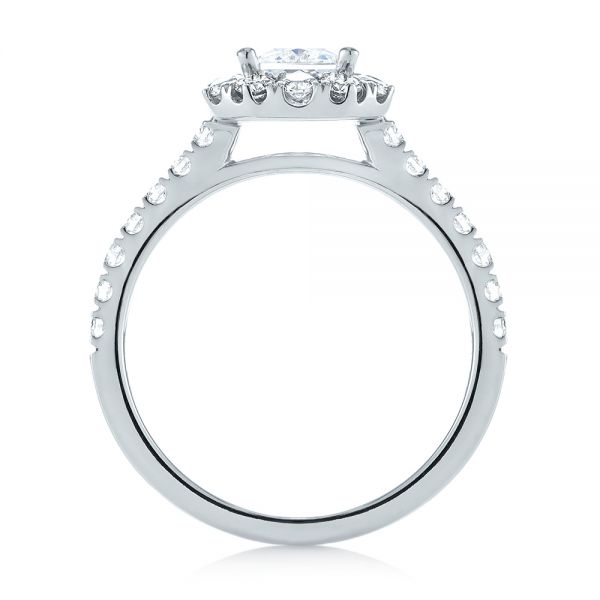 14k White Gold Radiant Halo Diamond Engagement Ring - Front View -  103999