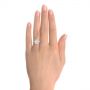 14k White Gold Radiant Halo Diamond Engagement Ring - Hand View -  103999 - Thumbnail