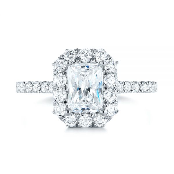 14k White Gold Radiant Halo Diamond Engagement Ring - Top View -  103999