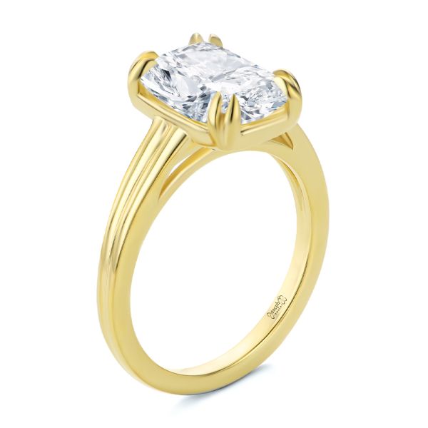 Ridged Shank Elongated Cushion Cut Diamond Engagement Ring - Image