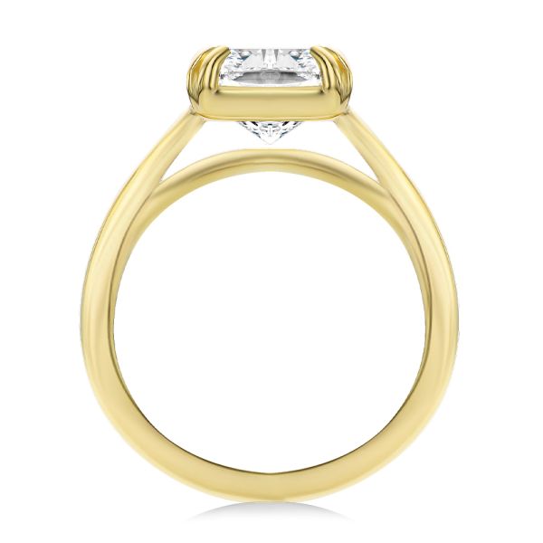 14k Yellow Gold Ridged Shank Elongated Cushion Cut Diamond Engagement Ring - Front View -  108335 - Thumbnail