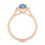 14k Rose Gold 14k Rose Gold Rose Cut Blue Sapphire And Diamond Halo Engagement Ring - Front View -  105859 - Thumbnail