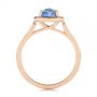 18k Rose Gold 18k Rose Gold Rose Cut Blue Sapphire And Diamond Halo Engagement Ring - Front View -  105859 - Thumbnail