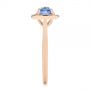 14k Rose Gold 14k Rose Gold Rose Cut Blue Sapphire And Diamond Halo Engagement Ring - Side View -  105859 - Thumbnail