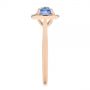 18k Rose Gold 18k Rose Gold Rose Cut Blue Sapphire And Diamond Halo Engagement Ring - Side View -  105859 - Thumbnail